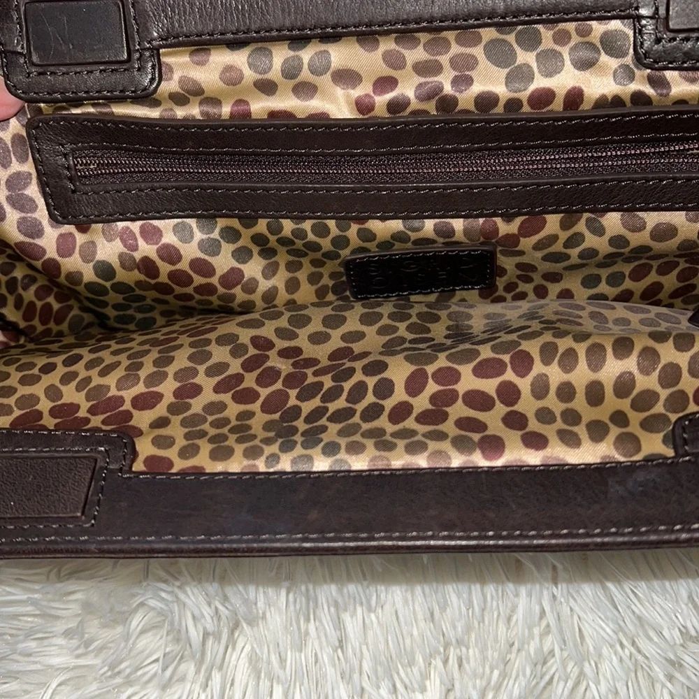 SIGRID OLSEN LEATHER brown clutch with shoulder strap - Picture 2 of 13